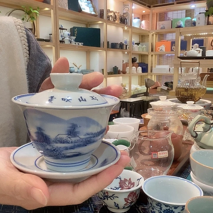 盖碗青花瓷器仿古