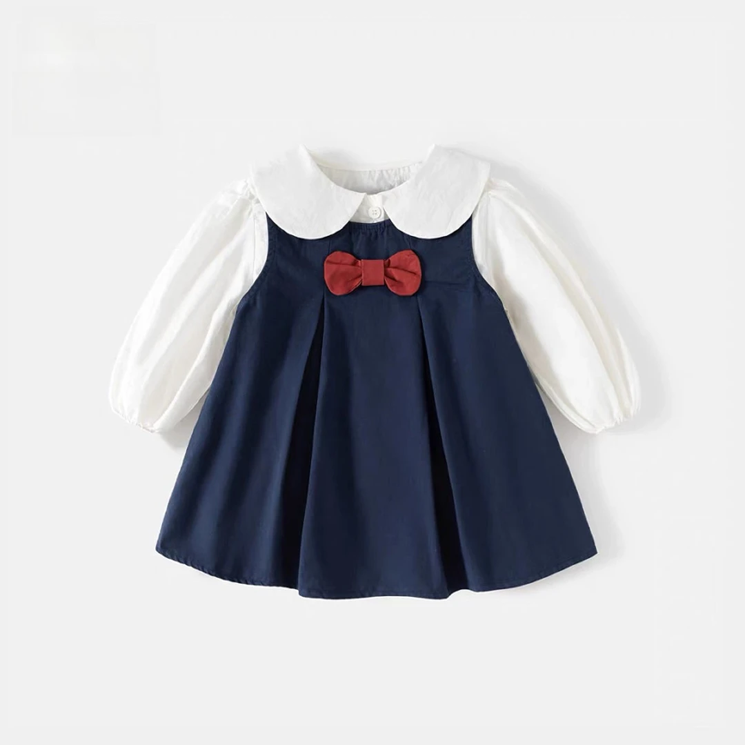女童连衣裙秋装2025新款洋气儿童背心裙+衬衫春秋季周岁礼服宝宝