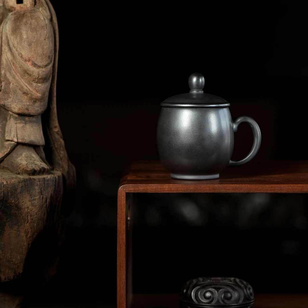 紫砂 石黄 玄铁 光素 小龙蛋 盖杯