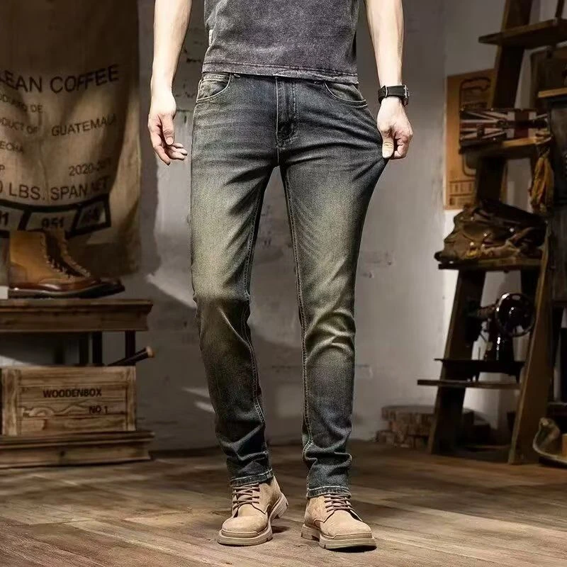 2025牛仔裤男直筒宽松弹力春夏季薄款修身怀旧外贸长裤子男潮牌