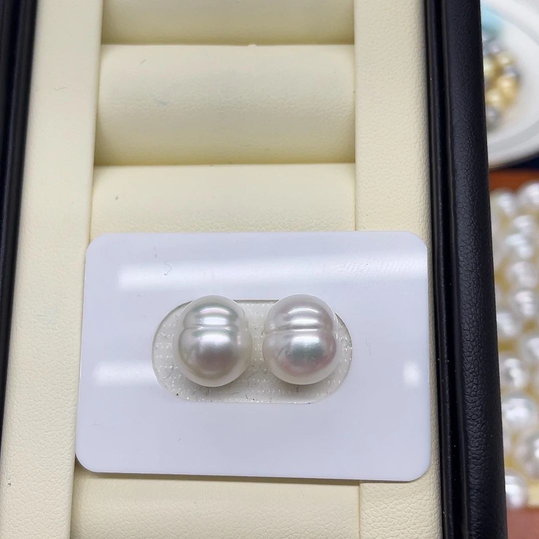 未镶嵌裸珠海水珍珠澳白宝石光汉堡对珠10-11mm