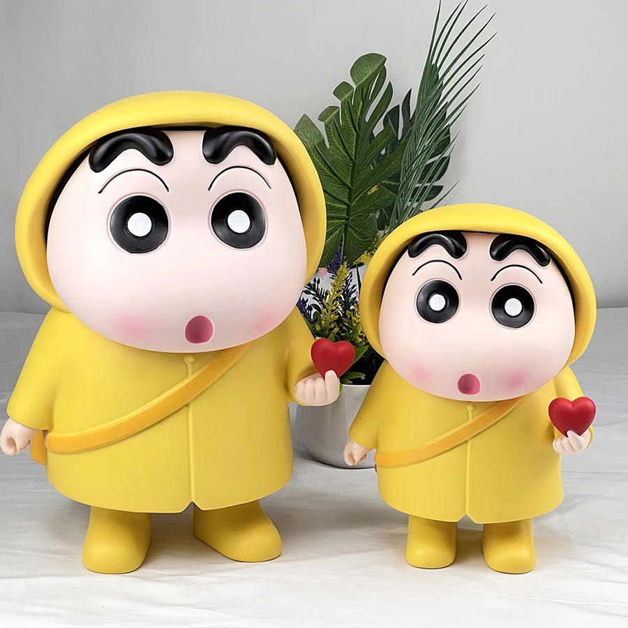 35cm大号雨衣比心野原新之助动漫生日礼物蜡笔小新手办搪胶摆件