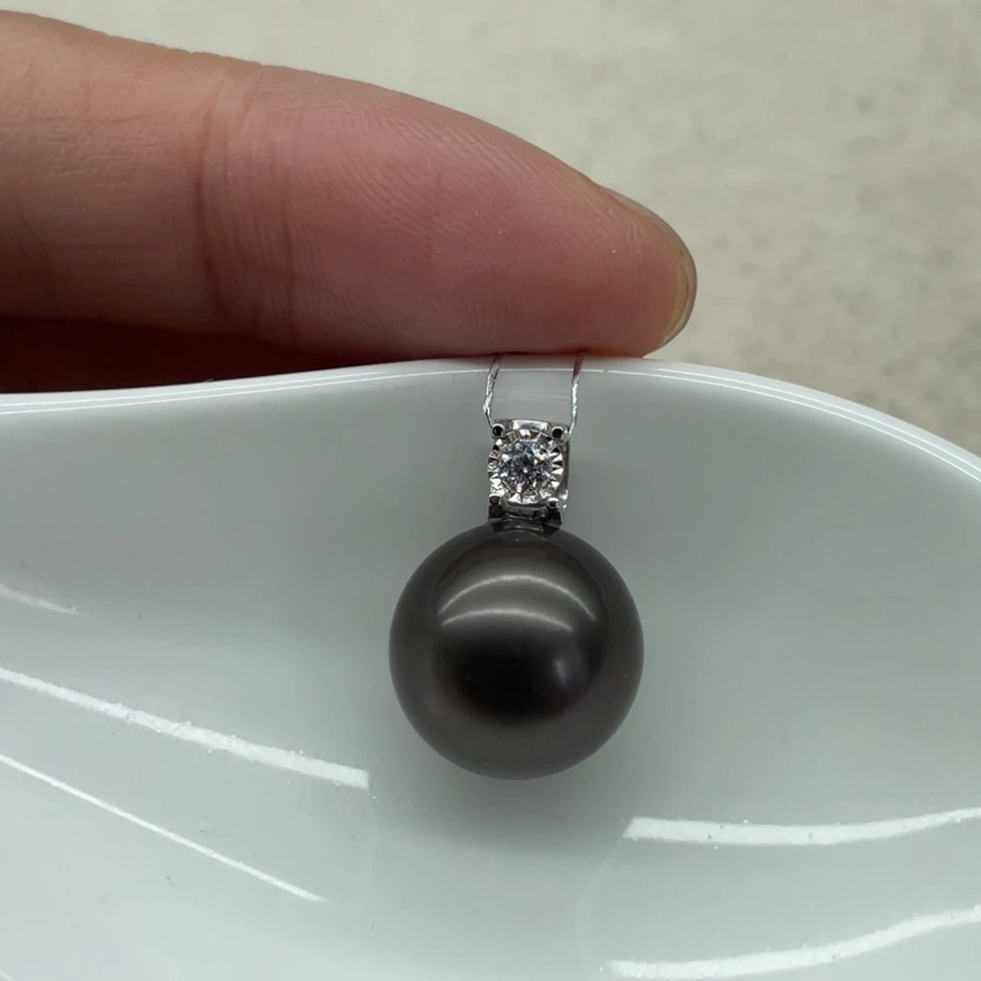 海水珍珠18K金镶嵌吊坠(不含链)12.5mm