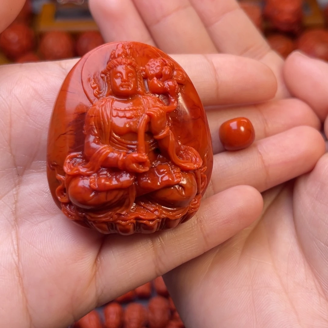 南红玛瑙未镶嵌川料瓦西大势至菩萨吊坠