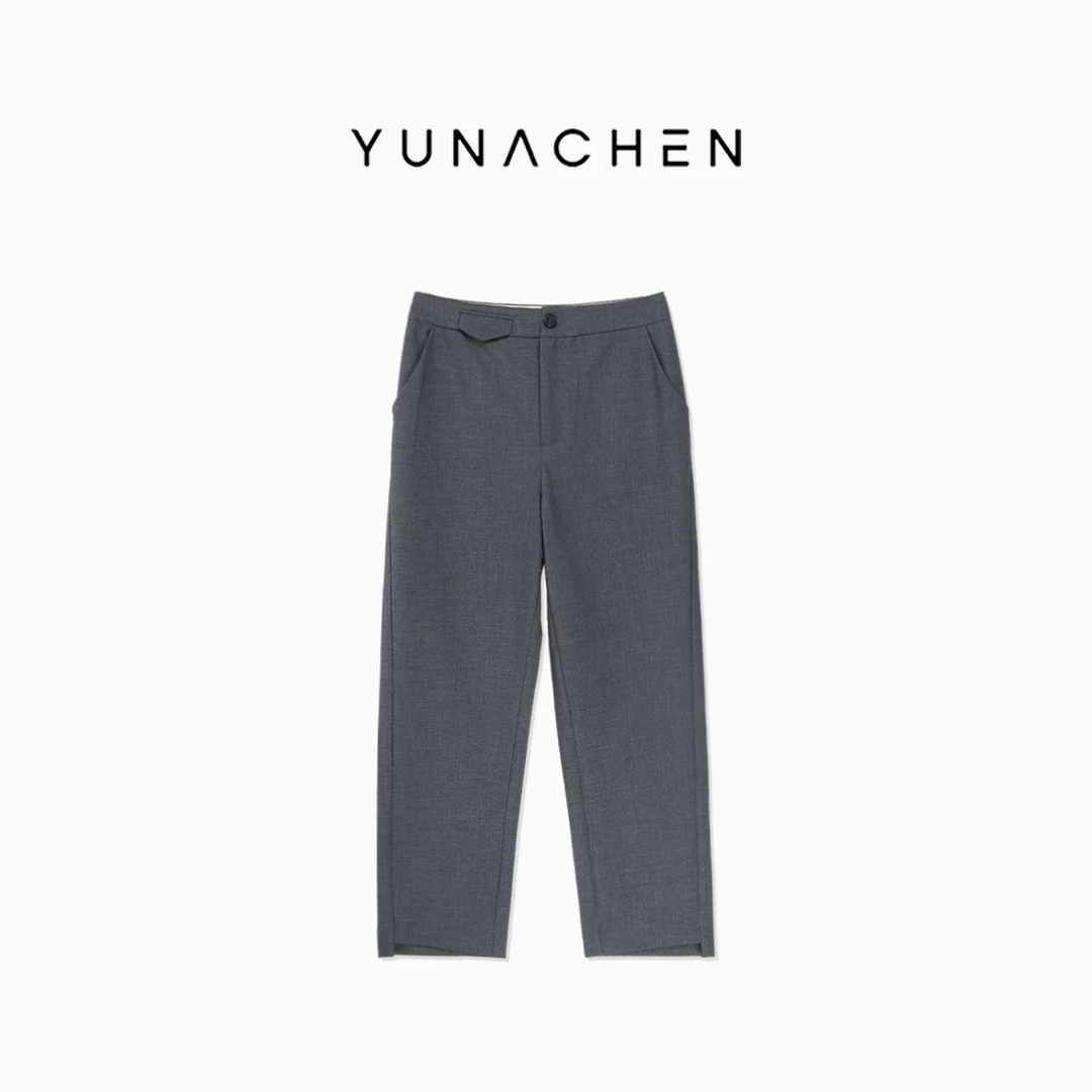 菠萝宝宝yuna【山云麓】醋酸莱赛尔显瘦垂感休闲灰色烟管九分裤YE24