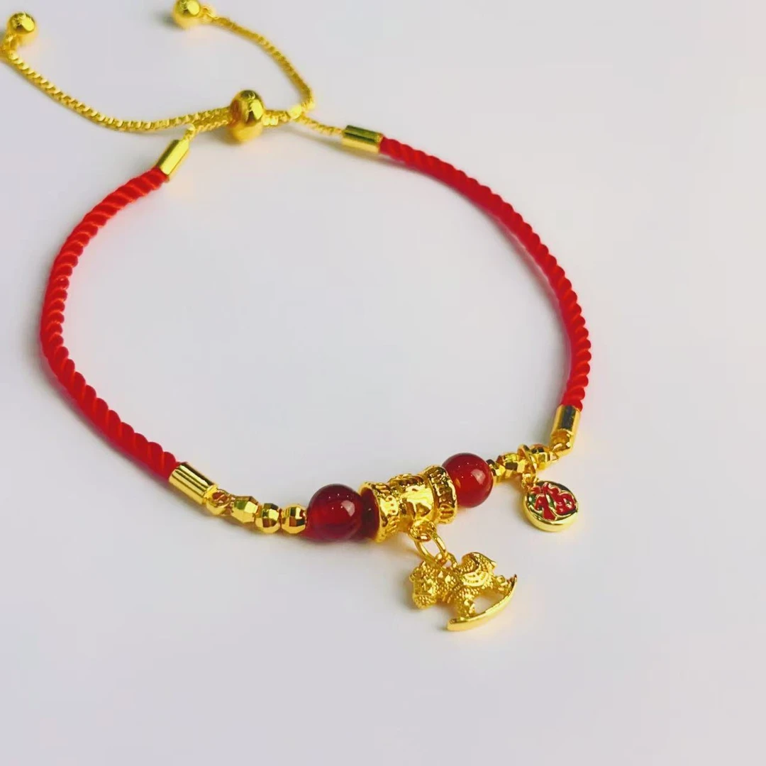Y-6370  国风马上有钱红手绳  + 专柜礼盒