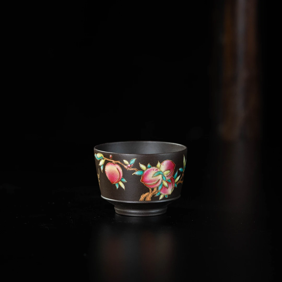 【合仲】珐琅五桃杯 120cc 家用紫砂茶周边