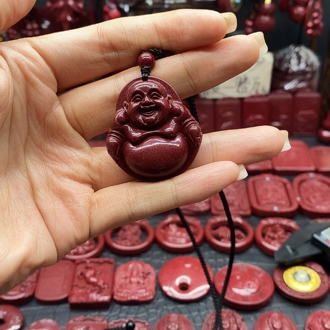 永***好天然辰砂七珠绳子➕大号弥勒