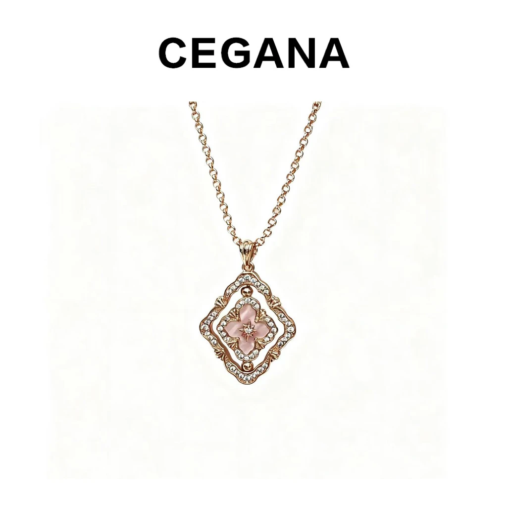铜合金项链 CEGANA轻奢气质ins百搭多色四叶草项链小众
