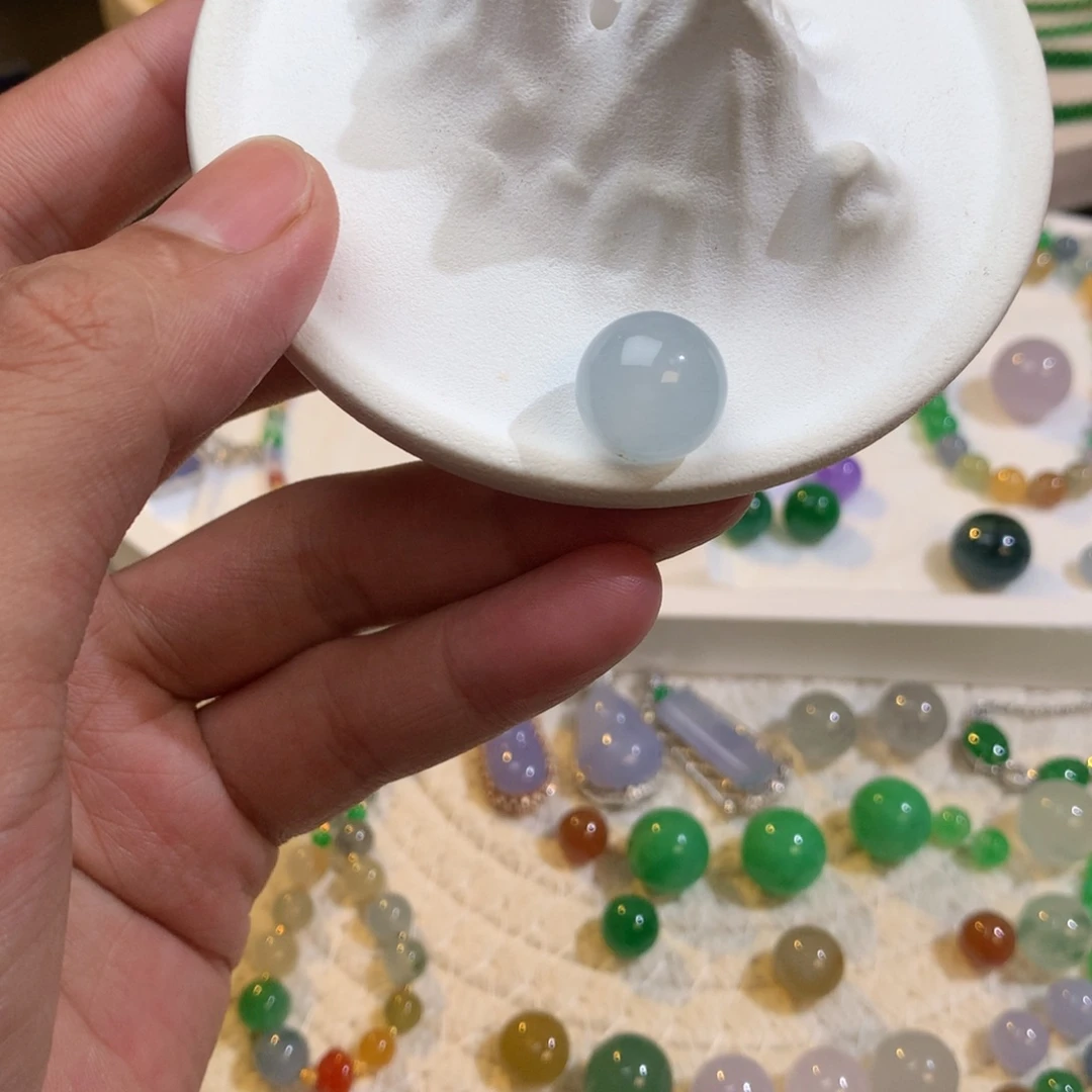 散珠翡翠13mm天空蓝单珠