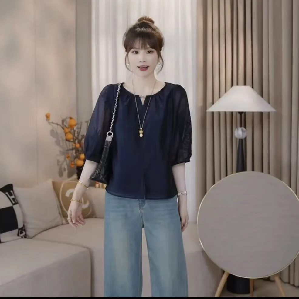 LMENY烟花漫～设计感莱赛尔刺绣宽松减龄显瘦中袖小衫