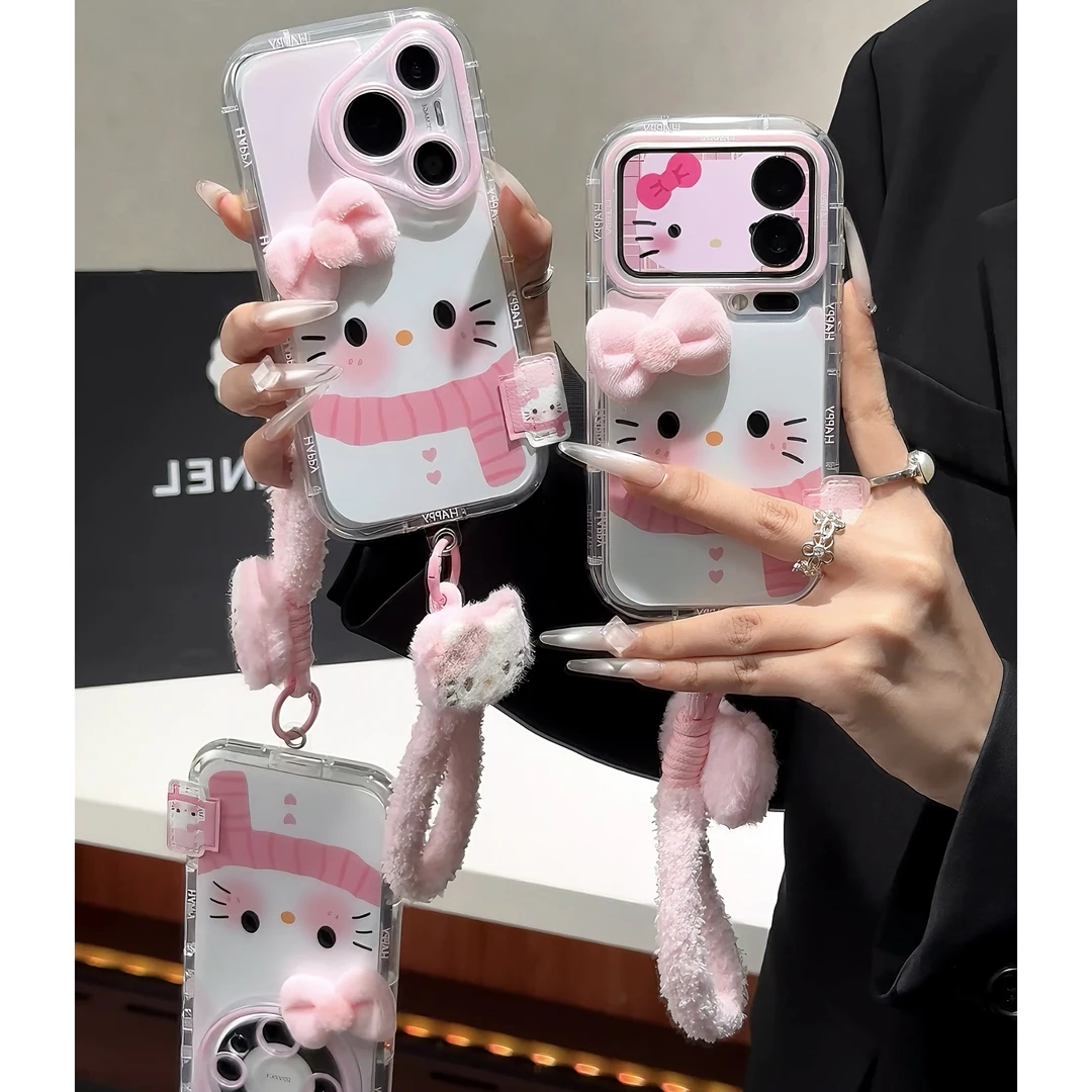 雅天立围巾蝴蝶结KT挂绳适用苹果17手机壳华为P70vivo小米oppo套