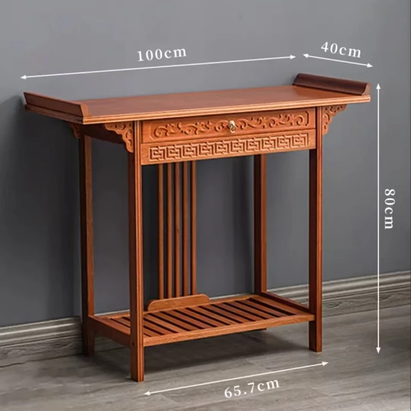 新中式实木玄关家用客厅靠墙带抽玄关桌供桌财神桌复古禅意端景台