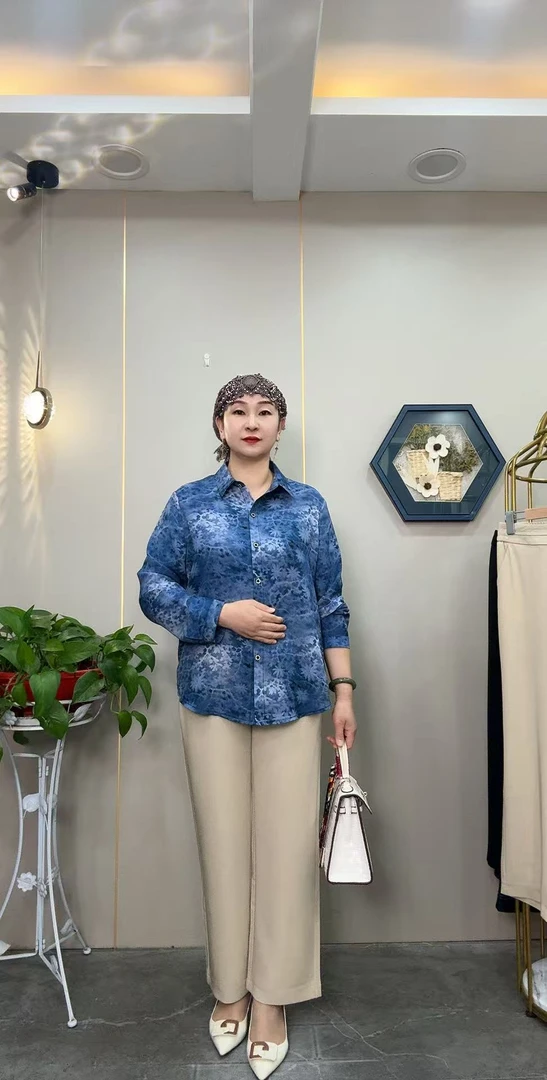 w1897夏季妈妈短款衬衣(衣长68左右)