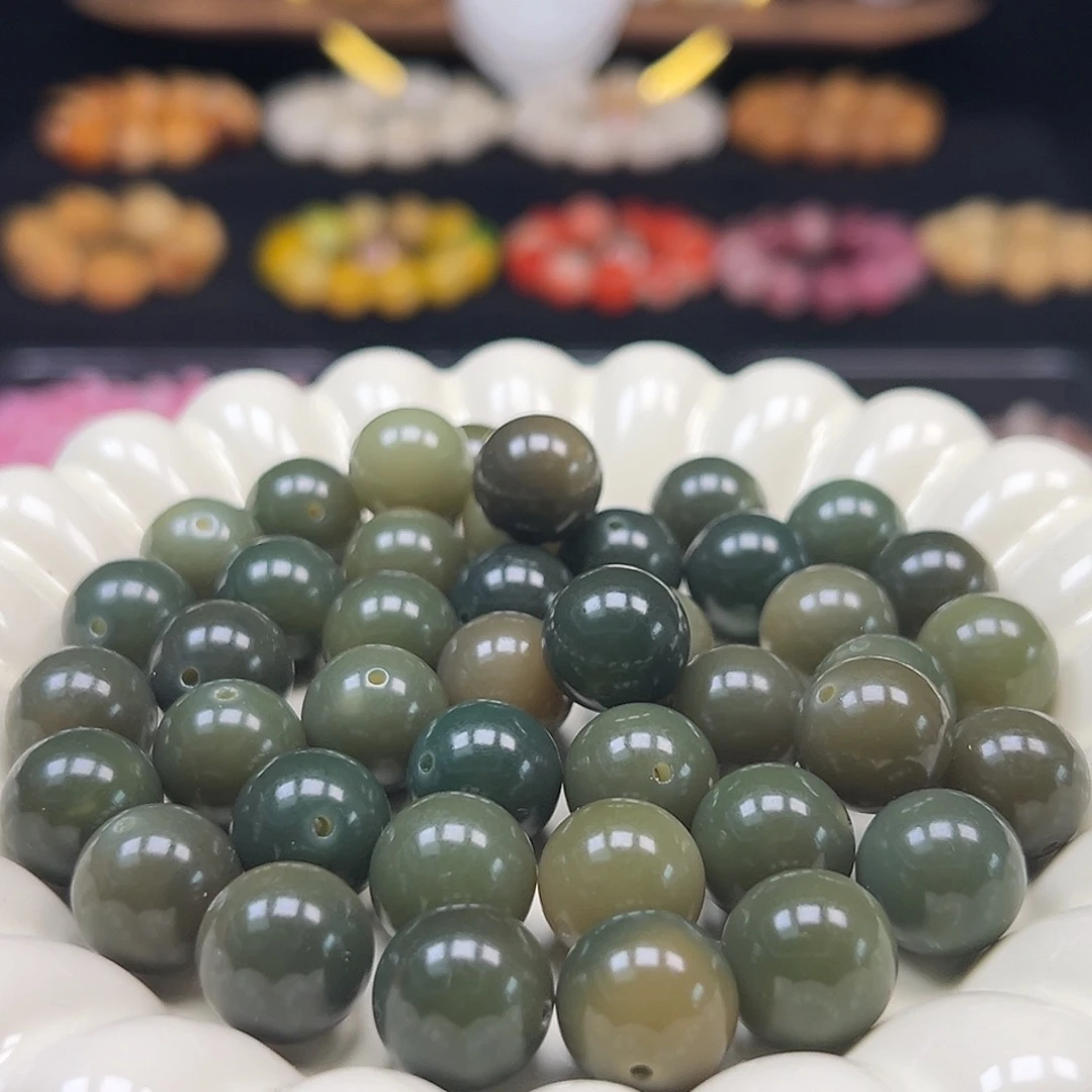 菩提根/象牙果手串卡15非料帝王绿30颗