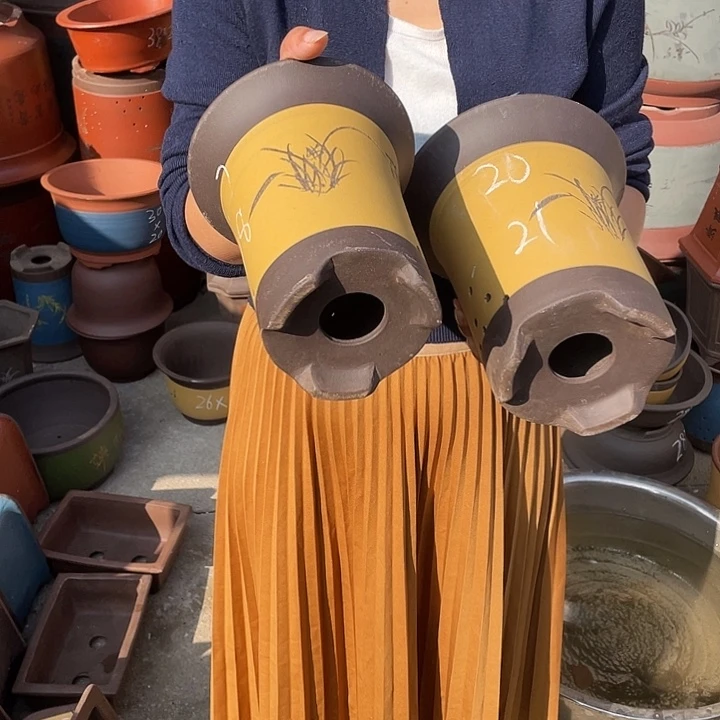 17+20黄色兰花盆花盆紫砂花盆紫砂