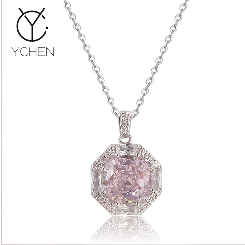 坠链均925银 春夏S925纯银粉锆冰花切项链女精致小众轻奢锁骨链