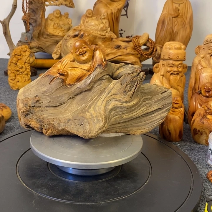 柏木崖柏弥勒佛摆件根雕工艺品