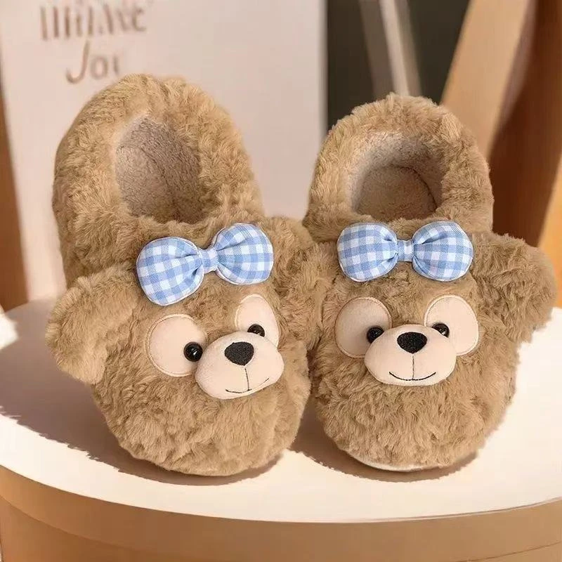2025新款室内居家防滑包跟棉鞋假日卡通可爱小熊棉拖鞋女冬季外穿