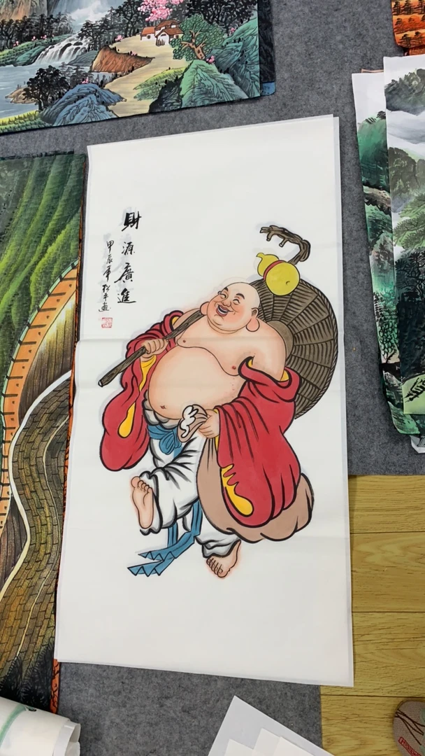 《财源广进》 画芯尺寸：100cm*50cm山水画客厅