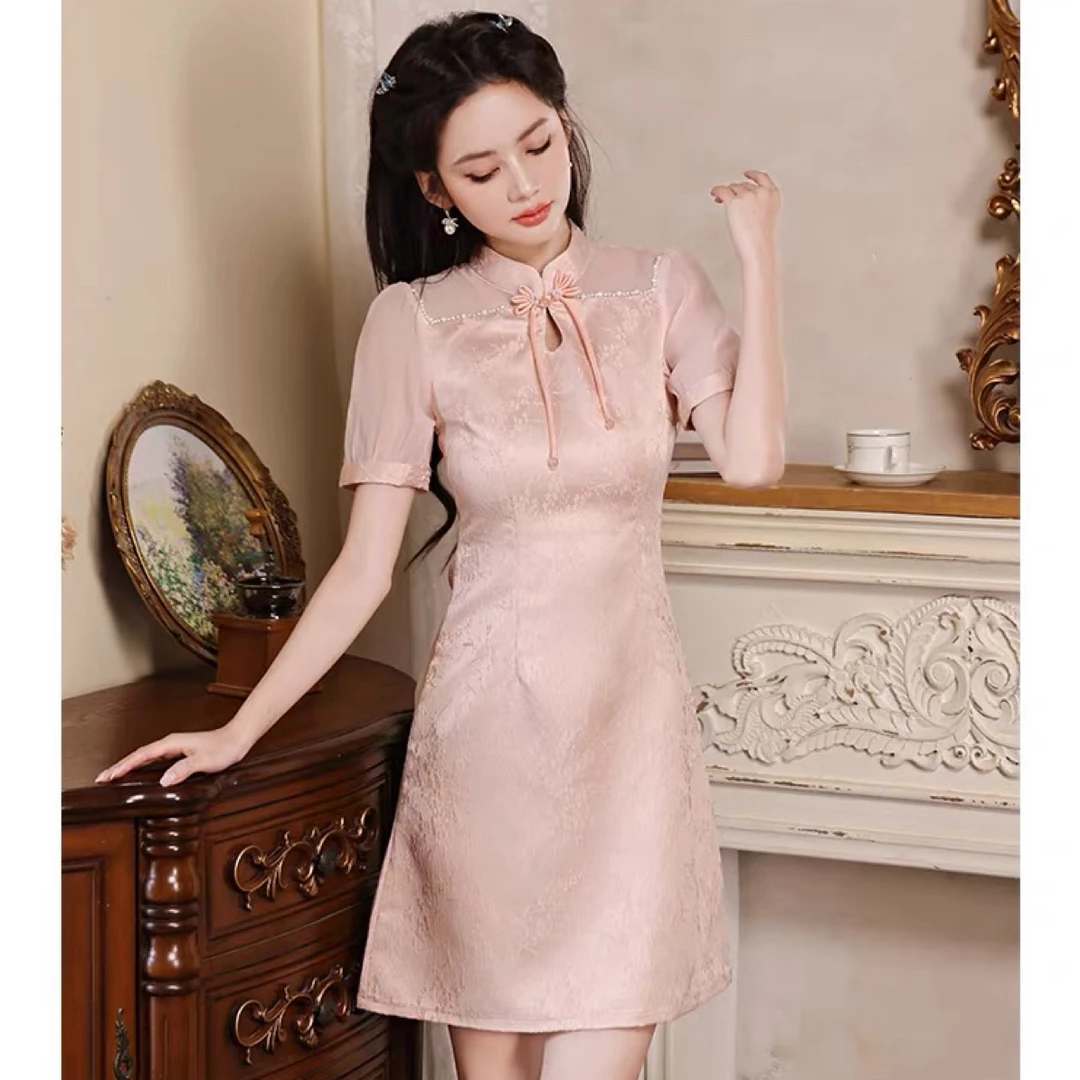 【2912 满目星河 粉色】显瘦气质修身优雅复古中国风旗袍