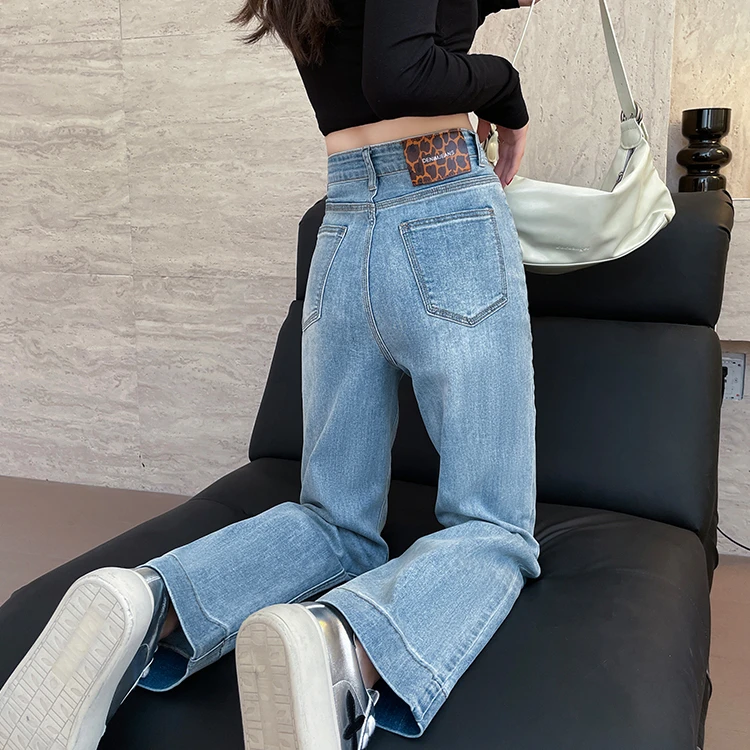 2025年春季新款直筒牛仔裤女显瘦高腰弹力百搭宽松小个子九分裤女