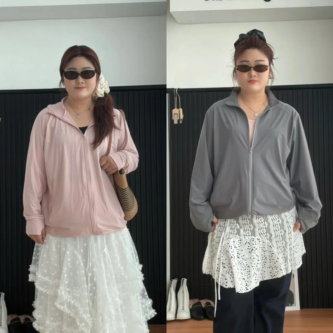 加大码 显瘦插肩袖男女款锦纶防晒衣户外清凉防紫外线宽松防晒服