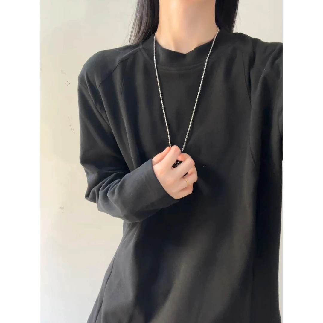 美式圆领德绒打底衫男款春秋季cleanfit长袖T恤潮流宽松内搭上衣