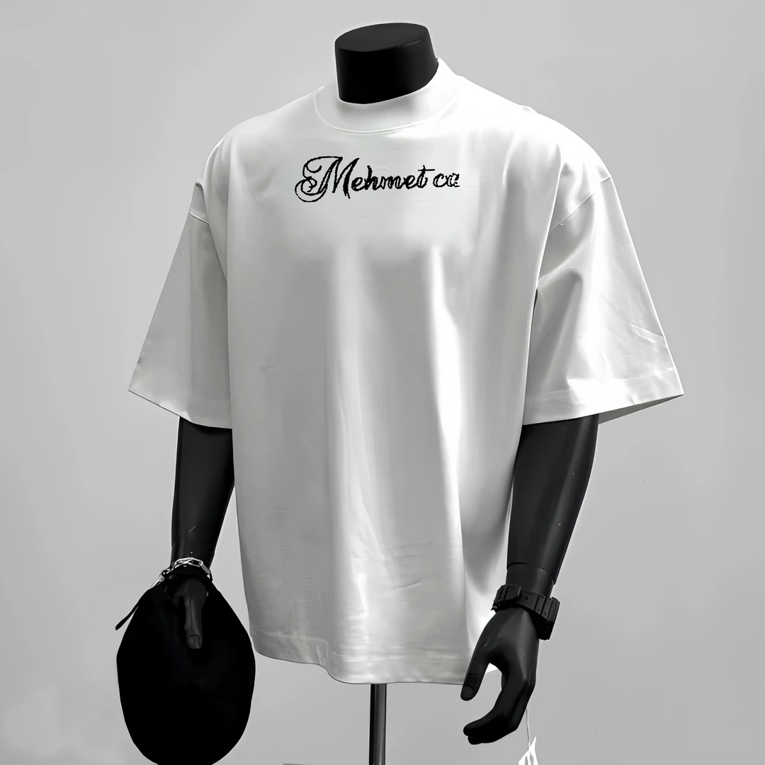 A128重磅美式宽松圆领夏季冰感双纱棉短袖t恤男百搭高级感半袖衫