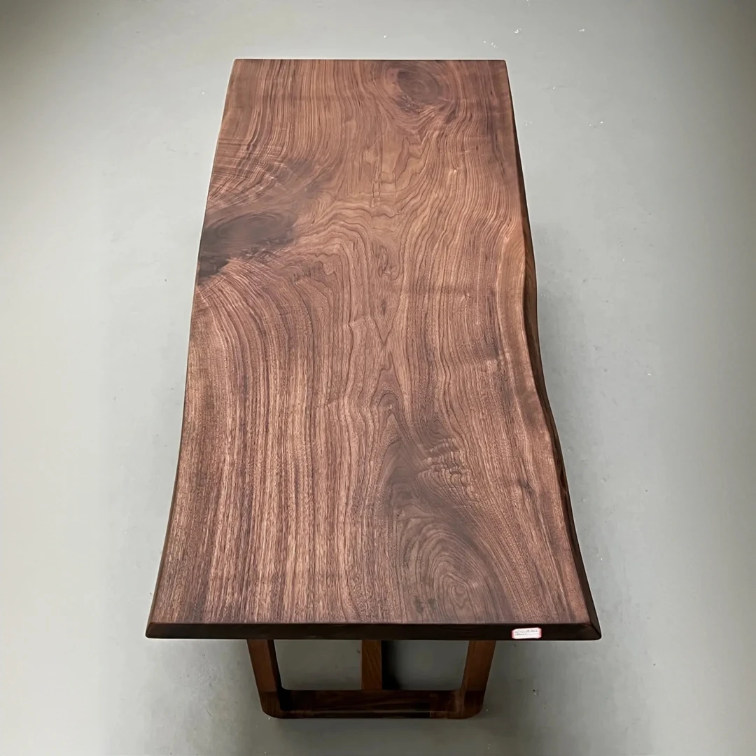 北美黑胡桃实木大板桌餐桌茶桌 自然边 尺寸：169*72-74-76*6cm