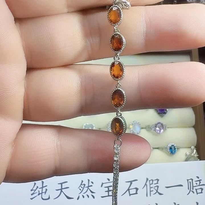 石榴石手链银S925镶嵌