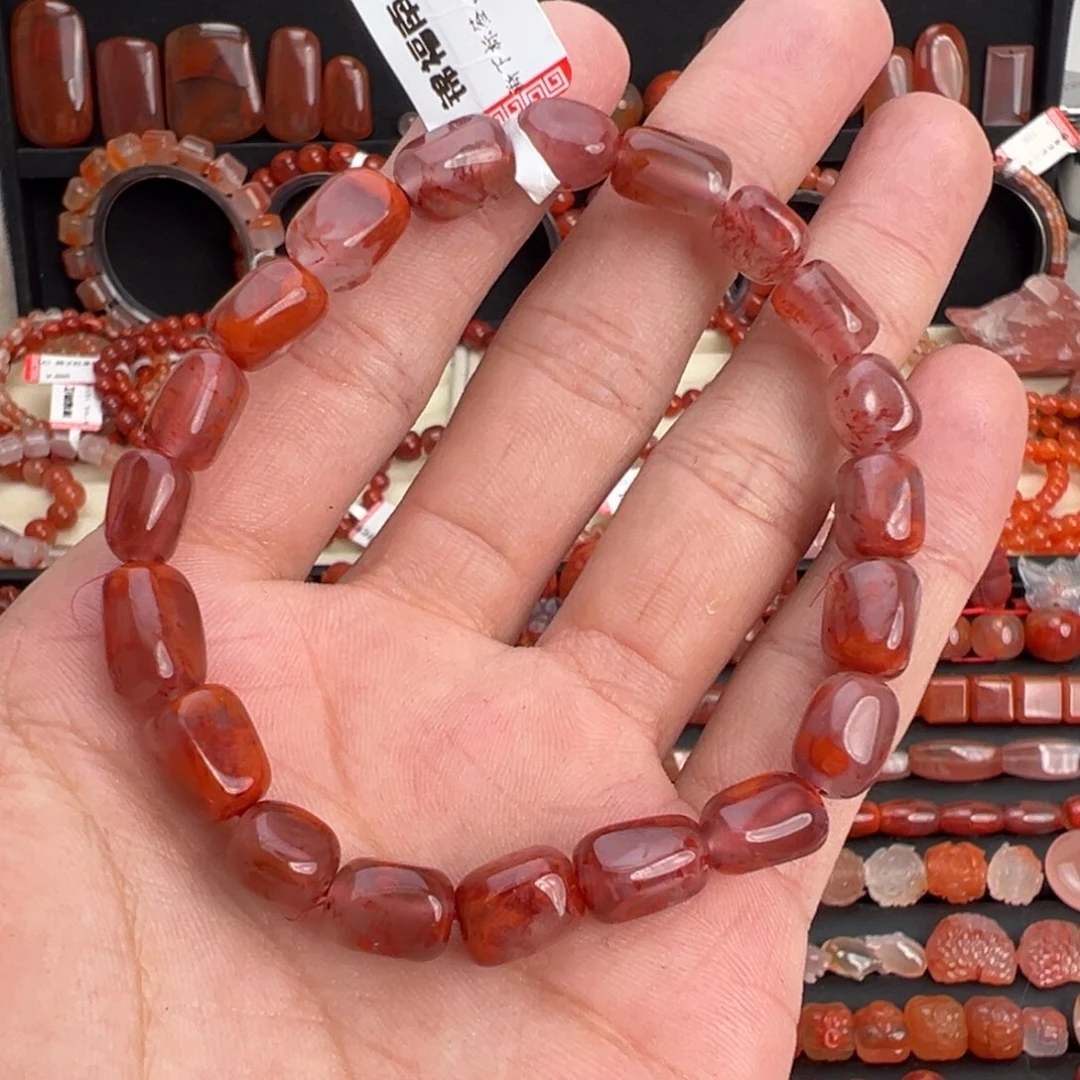 南红玛瑙未镶嵌颈饰火焰纹随形单圈8mm+