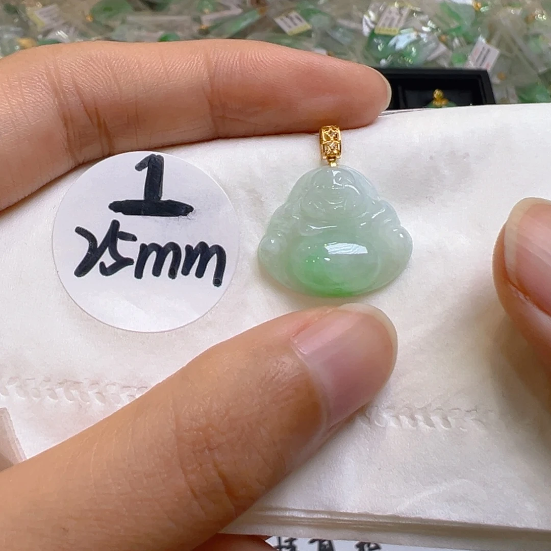 吊坠(不含链)18K金镶嵌翡翠