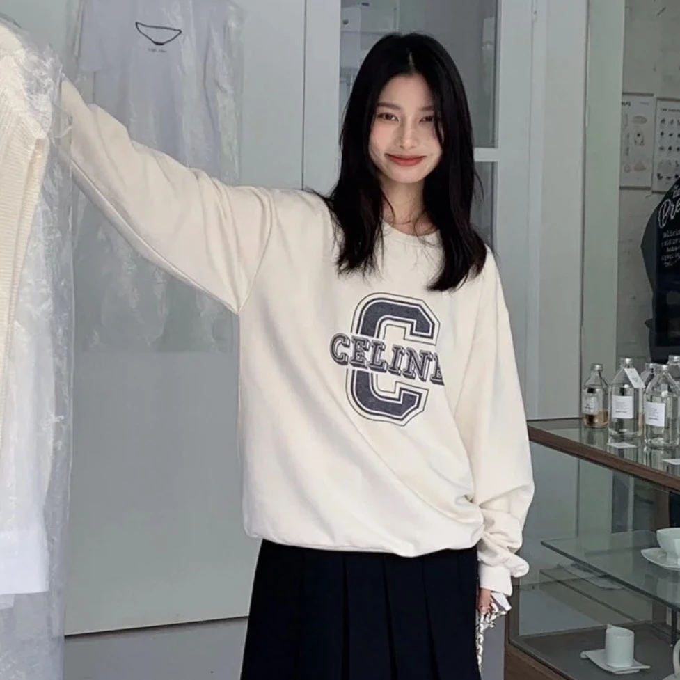 99新 Celine/思琳 ag184 纯色复古logo圆领卫衣 xs码 棉