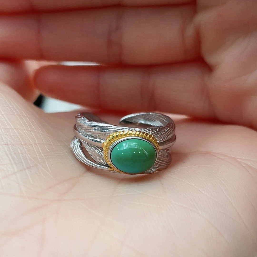 绿松石戒指银S925镶嵌
