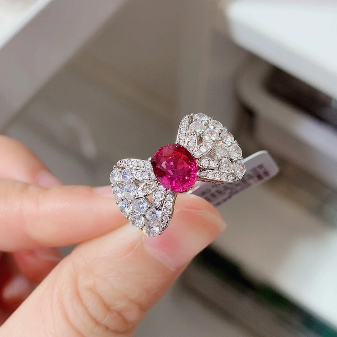 银S925镶嵌戒指碧玺