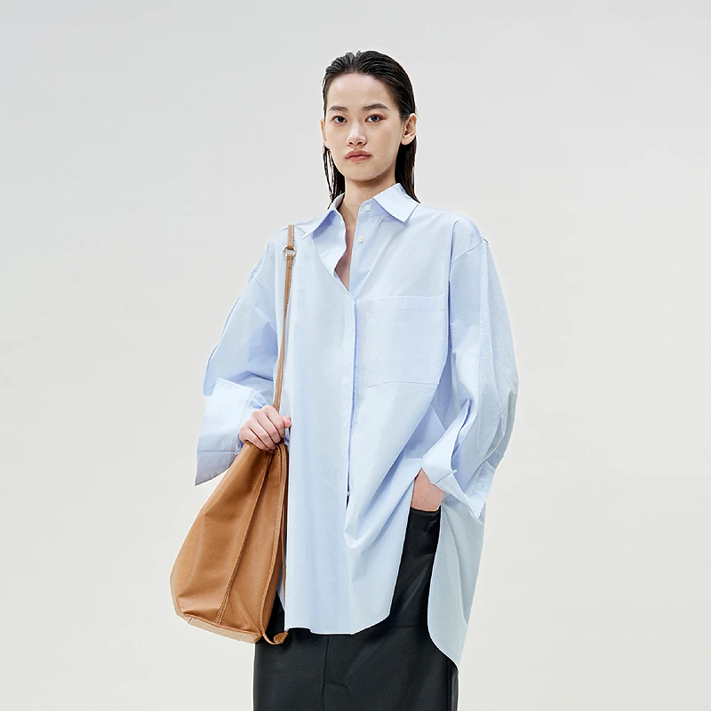 【商场同款】LESS2025春新款侧边开衩oversie衬衫女2P2212200