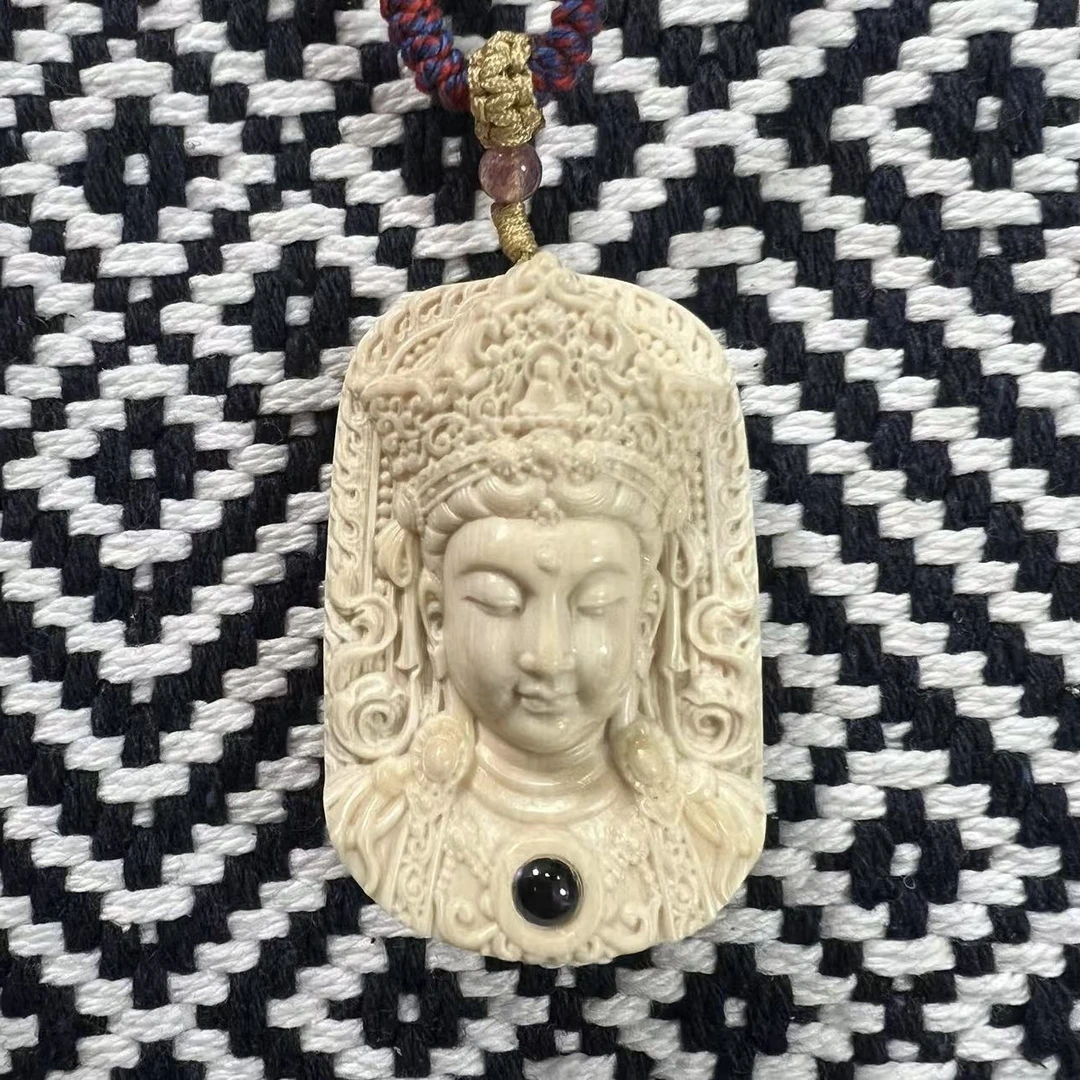 猛犸牙观音雕刻挂件收藏款