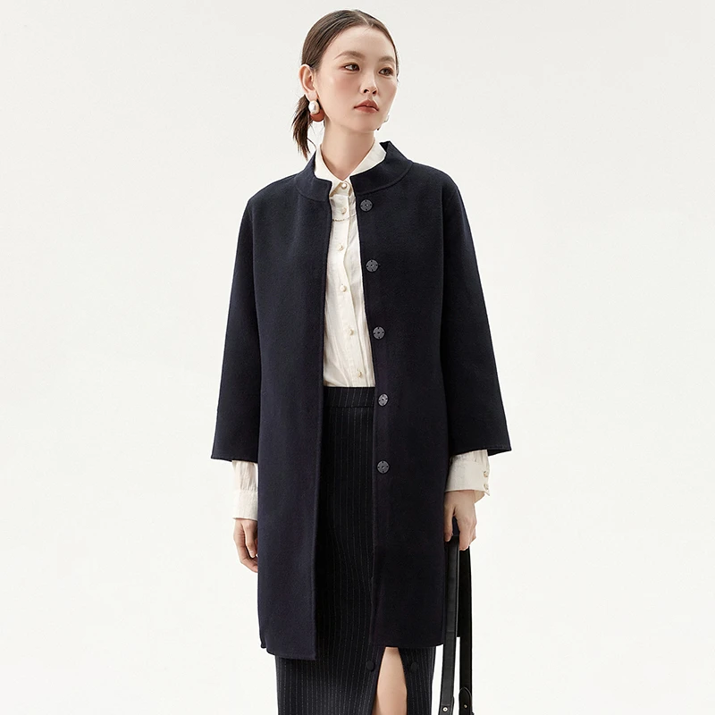 H258双面尼毛呢外套大衣女2024冬44YO1E0008