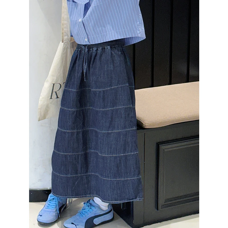 K28691气质复古文艺女童牛仔半身裙儿童夏季长裙2025新款休闲裙子