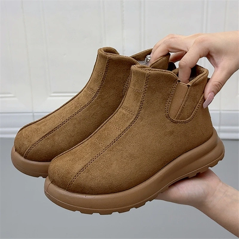 复古英伦风软底短靴女冬季加绒保暖老北京棉鞋时尚百搭女雪地靴女