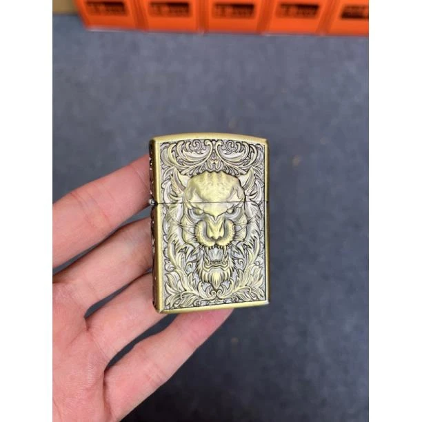 高端煤油打火机唐草虎青铜礼盒送礼ZK22-1