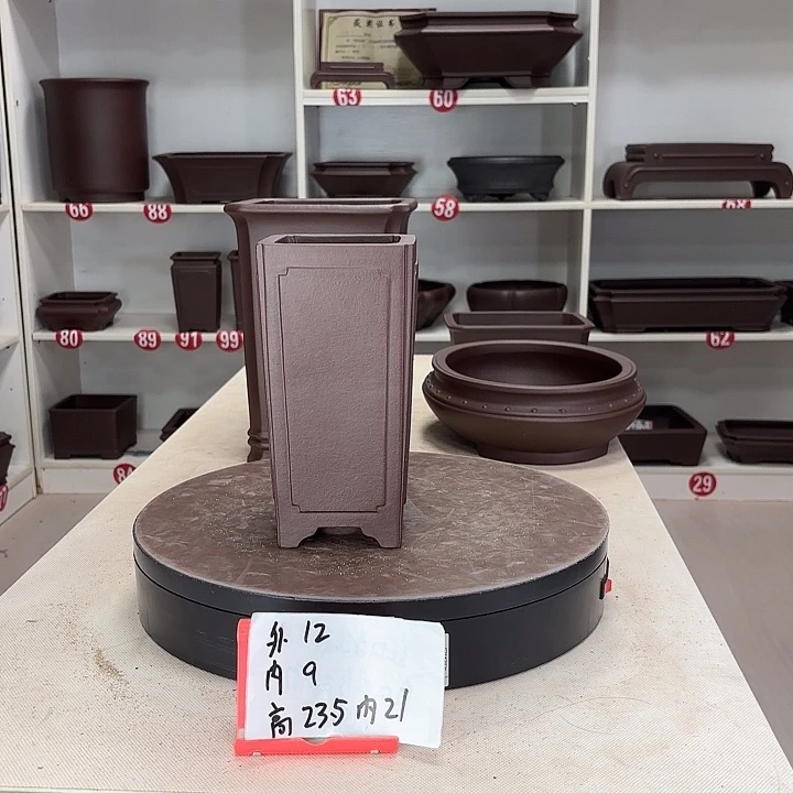 理***点紫砂花盆抽角千筒