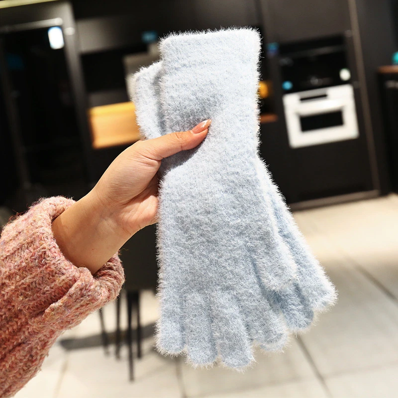 手套保暖防寒冬天女可爱可触屏加绒加厚韩版男女学生毛绒骑车手套