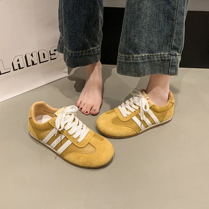 薄款网面女春夏季新款多巴胺复古百搭休闲运动板鞋平底阿甘鞋