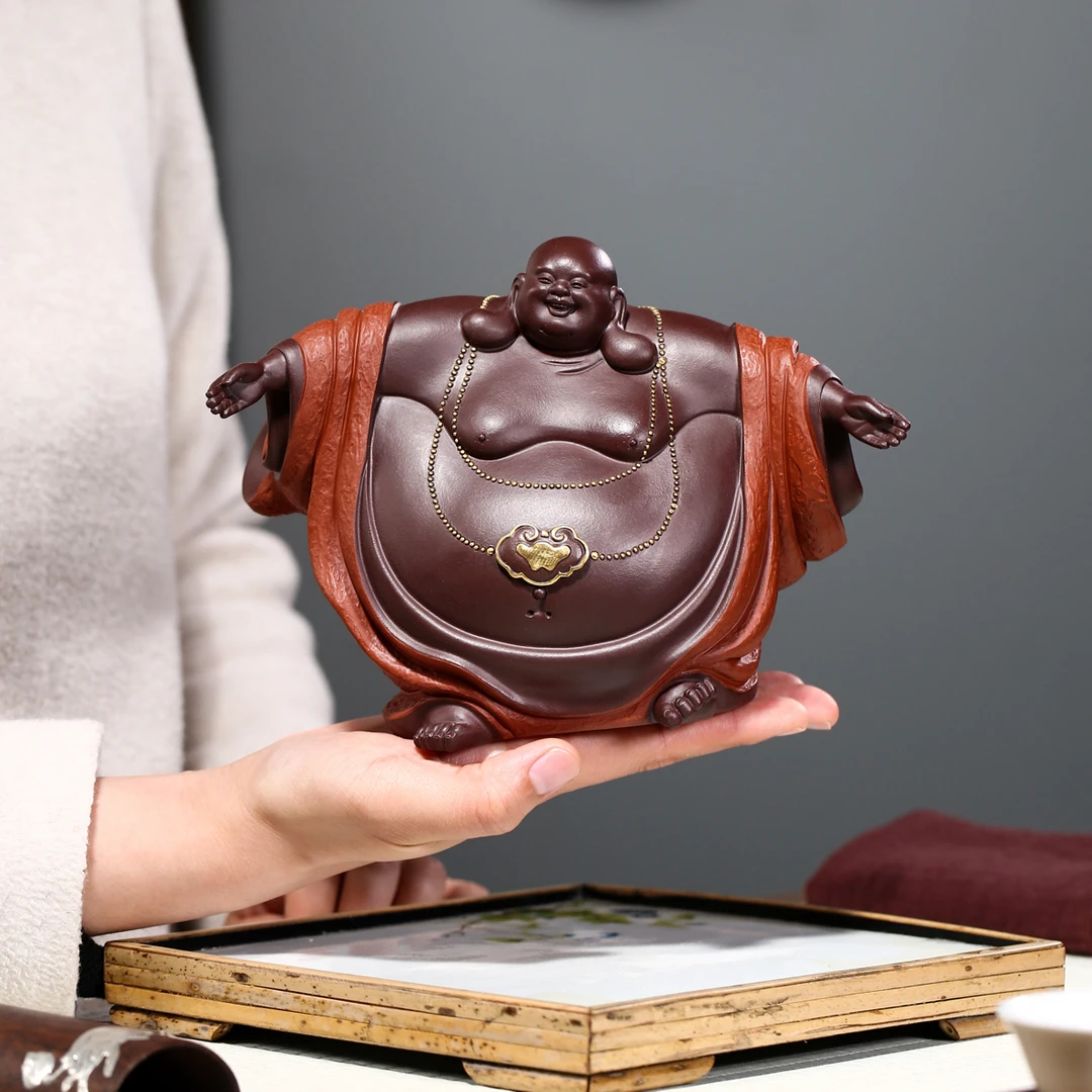 皆大欢喜 弥勒佛原矿紫泥证书＋锦盒