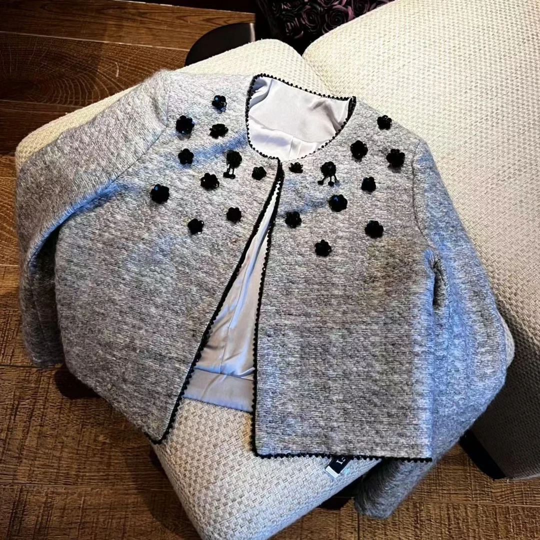 【袁小姐】暮云和雨 春季新款撞色休闲百搭气质小香风外套-839