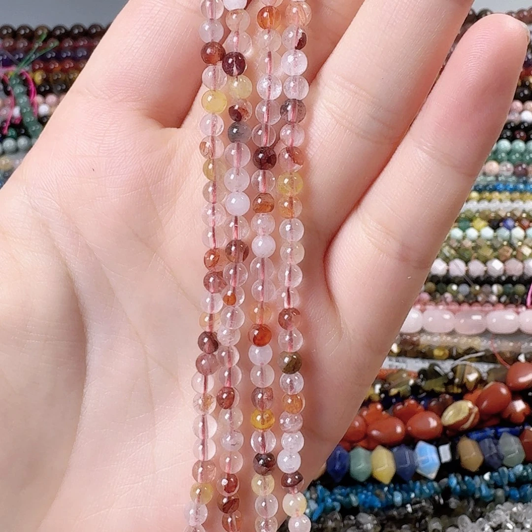 玛瑙/玉髓未镶嵌珠宝半成品卡4红焦花一条