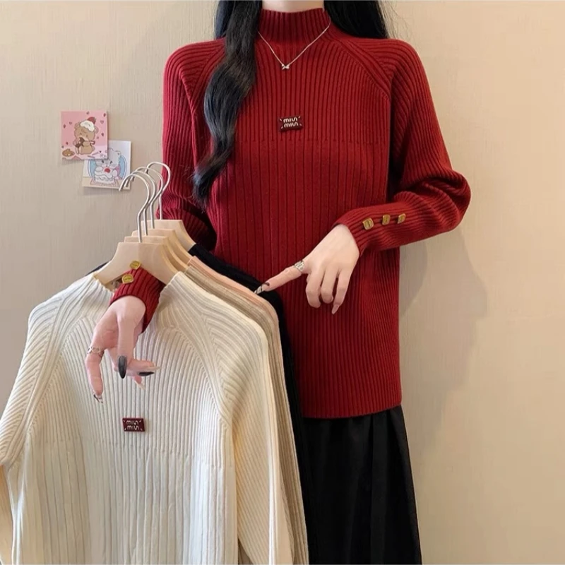 HUIZHIMEI/绘智美大码洋气显瘦高级感内搭打底衫半高领女毛衣女