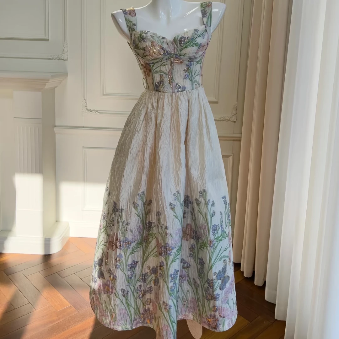 法式欧式小清新连衣长裙 默认微瑕 介意谨慎下单气质收腰复古碎花